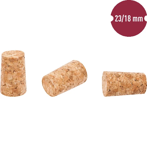 Natural tapered cork Ø18/23mm , agglomerate , 20pcs. - 2 ['cork', ' cork for wine', ' bottle cork', ' wine stopper', ' wine bottles with corks']