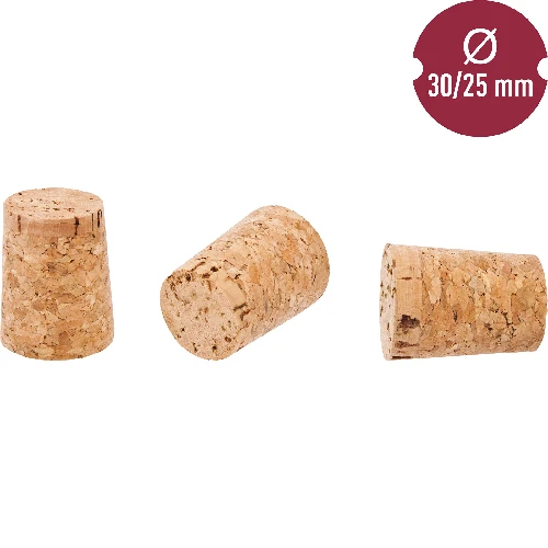 Natural tapered cork Ø22/30mm , agglomerate  - 2 ['cork', ' cork for wine', ' bottle cork', ' wine stopper', ' wine bottles with corks']