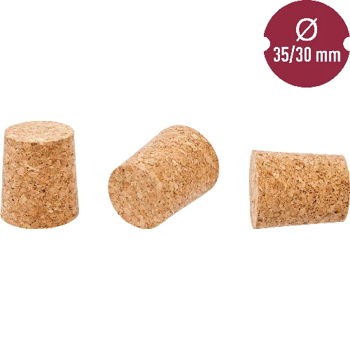 Natural tapered cork Ø30/35mm , agglomerate  - 2 ['cork', ' cork for wine', ' bottle cork', ' wine stopper', ' wine bottles with corks']