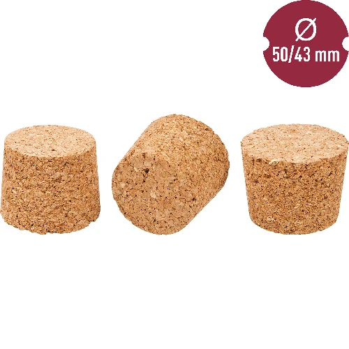 Natural tapered cork Ø43/50mm , agglomerate  - 2 ['cork', ' cork for wine', ' bottle cork', ' wine stopper', ' wine bottles with corks']