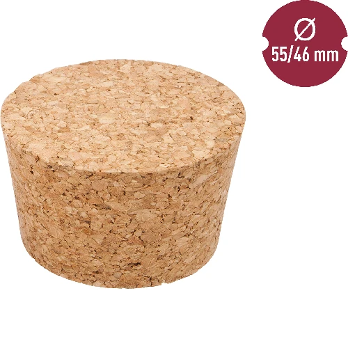 Natural tapered cork Ø46/55mm , agglomerate  - 2 ['cork', ' cork for wine', ' bottle cork', ' wine stopper', ' wine bottles with corks']