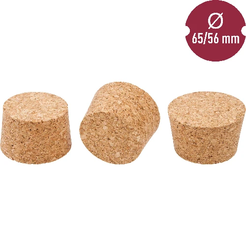 Natural tapered cork Ø56/65mm , agglomerate  - 2 ['cork', ' cork for wine', ' bottle cork', ' wine stopper', ' wine bottles with corks ']