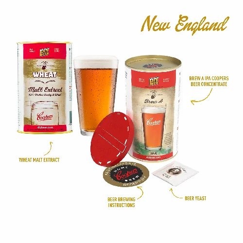 New England IPA beer kit, 20 L - 2 ['IPA beer', ' home brewed beer', ' how to make beer', ' brew kit', ' brewkit beer', ' Vermont IPA beer', ' Hazy IPA beer', ' coopers beer']