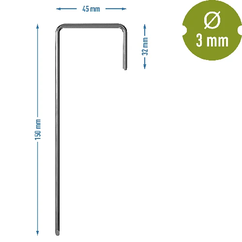 Nonwoven crop cover pins, L-shaped, steel - 100 pcs - 7 ['fixing nonwoven crop cover', ' nonwoven crop cover pegs', ' nonwoven crop cover anchors', ' L-shaped pins', ' for mole mesh', ' nonwoven crop cover pin']