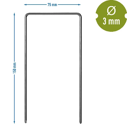 Nonwoven crop cover pins, U-shaped, steel - 100 pcs - 7 ['fixing nonwoven crop cover', ' nonwoven crop cover pegs', ' nonwoven crop cover anchors', ' U-shaped pins', ' for mole mesh', ' nonwoven crop cover pin']