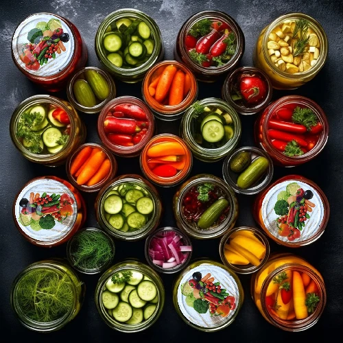 Ø66/4 twist-off lid, vegetables on white background - 10 pcs - 6 ['twist-off lids for jars', ' lids for jars', ' jar lids', ' vegetable pattern lids', ' lids with vegetables', ' colourful jar lids', ' decorative lids', ' lids with decoration', ' lids with safety button', ' lids for pasteurisation']