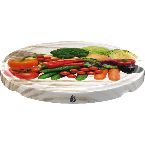 Ø82/6 twist-off lid, vegetables on white background - 10 pcs - 2 ['twist-off lids for jars', ' lids for jars', ' jar lids', ' vegetable pattern lids', ' lids with vegetables', ' colourful jar lids', ' decorative lids', ' lids with decoration', ' lids with safety button', ' lids for pasteurisation']