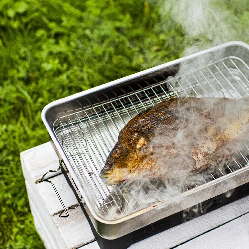 Outdoor table smoker with thermometer and woodchips - 12 ['smoker', ' smoked']