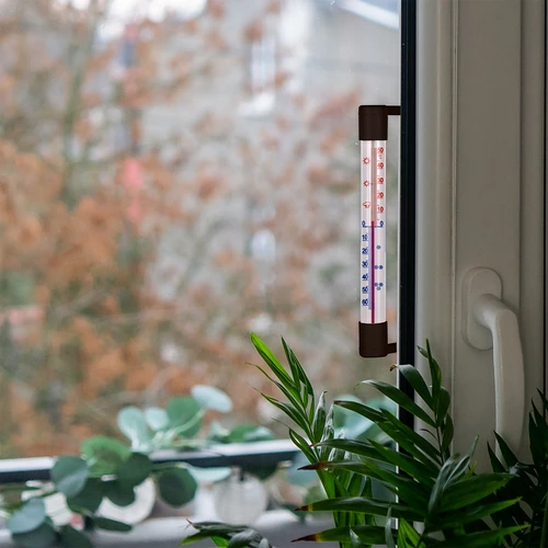 Outdoor window thermometer, brown (-50°C to +50°C) 18cm - 7 ['outdoor thermometer', ' thermometer', ' outdoor window thermometer', ' thermometer easy-to-read scale', ' plastic thermometer', ' window thermometer', ' balcony thermometer', ' two-sided thermometer', ' self-adhesive thermometer']