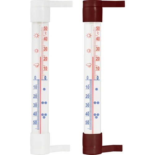 Outdoor window thermometer, two-sided  (-50°C to +50°C) 23cm mix  - 1 ['outdoor thermometer', ' thermometer', ' outdoor window thermometer', ' thermometer easy-to-read scale', ' plastic thermometer', ' window thermometer', ' balcony thermometer', ' two-sided thermometer']