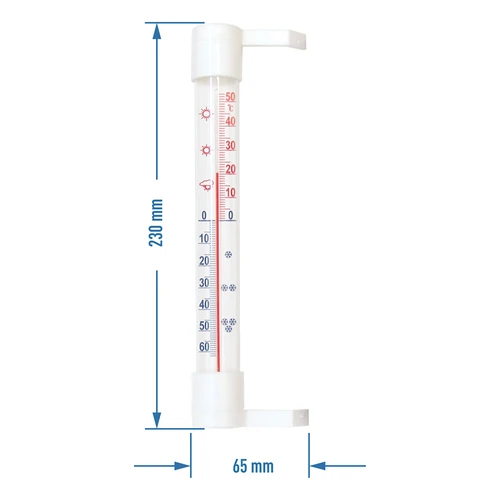 Outdoor window thermometer, two-sided  (-50°C to +50°C) 23cm mix - 2 ['outdoor thermometer', ' thermometer', ' outdoor window thermometer', ' thermometer easy-to-read scale', ' plastic thermometer', ' window thermometer', ' balcony thermometer', ' two-sided thermometer']