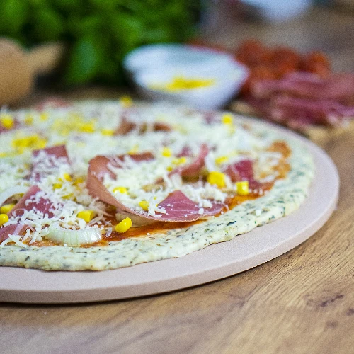 Pizza stone, made of cordierite, round, 33 cm - 9 ['for baking pizza', ' Italian pizza', ' for baking bread', ' for a gift', ' round pizza stone']