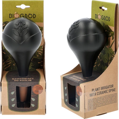 Plant watering globe, matt black, with a ceramic spike (included in the packaging) 400 ml  - 1 ['watering globes', ' flower watering dispenser', ' for watering flowers', ' flower watering devices', ' flower watering', ' plant watering', ' watering devices for pots', ' for pot flowers', ' watering system', ' watering globe', ' water dispenser for flowerpots', ' globes for plants', ' dispenser for plants', ' plant watering', ' black watering globes', ' watering globes wit ceramic spike', ' ceramic spike', ' colour watering globes', ' watering globes with clay spike', ' top-filled watering globes', ' top-filled dispensers', ' loft design']