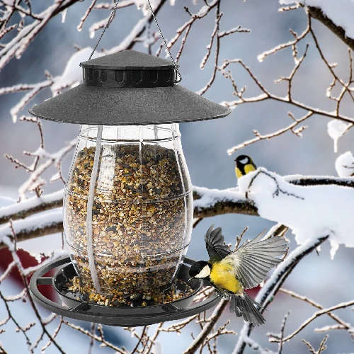 Plastic bird feeder - 21x21x27 cm, black - 7 ['bird feeder', ' feeding birds in winter', ' feeding birds']