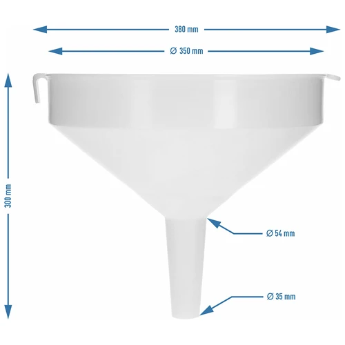 Plastic funnel Ø 35 cm - 5 ['carboy funnel', ' wine funnel', ' must funnel', ' beer funnel', ' juice funnel', ' large round funnel', ' plastic funnel', ' good funnel', ' plastic funnels', ' funnel for liquids', ' funnel for filling carboys', ' practical funnel', ' capacious funnel', ' funnel with a diameter of 35 cm', ' funnel with fi 35 cm', ' wide funnel for pouring liquids', ' wine accessories', ' brewing accessories', ' funnel for homemade juices', ' convenient wine funnel', ' home winemaking', ' accessories for home processing', ' large funnel for the kitchen', ' large universal funnel', ' funnel with vent']