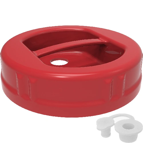 Plastic twist-off lid Ø100 with an opening and stopper  - 1 ['plastic lid', ' jar lid', ' demijohn lid', ' lid with stopper', ' lid for fermenting', ' stopper for fermenting', ' tight lid', ' Ø100 lid', ' lid with a handle']