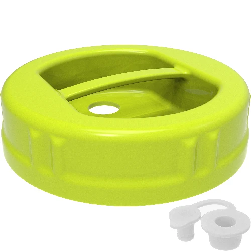 Plastic twist-off lid Ø100 with an opening and stopper - 2 ['plastic lid', ' jar lid', ' demijohn lid', ' lid with stopper', ' lid for fermenting', ' stopper for fermenting', ' tight lid', ' Ø100 lid', ' lid with a handle']