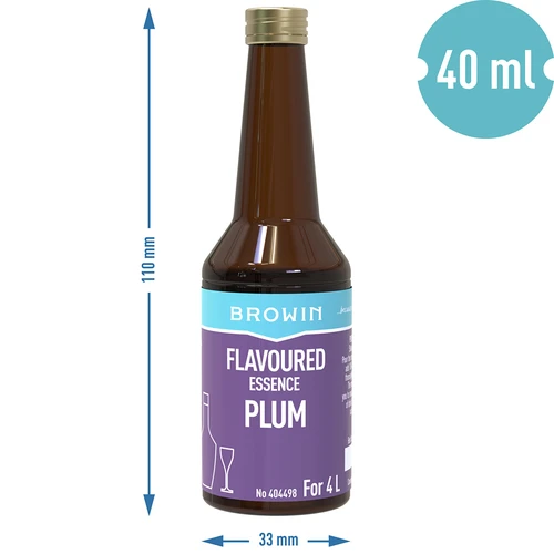 Plum flavoured essence for 4 L, 40 ml - 8 ['plum flavouring', ' plum essence', ' plum liqueur flavour essence', ' plum flavouring for vodka', ' fruity flavourings for liquor', ' efficient essence for liquor', ' slivovitz flavouring', ' slivovitz essence', ' flavouring for moonshine', ' fruit essences for moonshine']