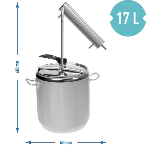 Pot-still on 17 L pressure cooker - 8 ['distillation', ' distillate', ' moonshine', ' pressure cooker dishes', ' which distillation device to choose', ' pressure cooking', ' Browin still', ' modular stills', ' pure distillate', ' distillation kit', ' distilling kit', ' distillation kit with pressure cooker', ' distillation with different heat sources', ' pressure pot', ' cooking in pressure cooker', ' stainless steel pot', ' pressure cooker modern cooking', ' fast cooking', ' must have in the kitchen', ' why you should have a pressure cooker', ' advantages of a pressure cooker', ' 17 litre pot']