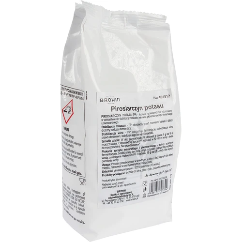 Potassium metabisulphite 1 kg  - 1 ['metabisulphite for winemaking equipment', ' potassium metabisulphite for wine', ' potassium metabisulphite disinfection', ' potassium metabisulphite for disinfection', ' potassium metabisulphite for brewing equipment', ' wine stabilisation', ' making wine', ' making beer', ' disinfection of winemaking equipment', ' safe wine batch', ' safe fermentation', ' safe cleaning', ' rinsing winemaking and beer brewing accessories', ' batch stabilisation', ' winemaking must have']