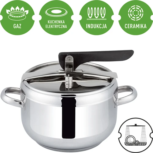 Pressure cooker - 5L - 2 ['pressure pot', ' boiling in pressure cooker', ' stainless steel pot', ' induction pressure cooker', ' pressure cooker dishes']