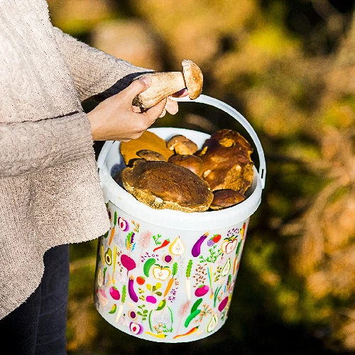 Printed food bucket 10 L with habdle and lid - 3 ['garden bucket', ' bucket with lid', ' bucket for the garden', ' bucket with lid', ' lockable bucket', ' lockable bucket', ' printed bucket', ' for mushrooms']