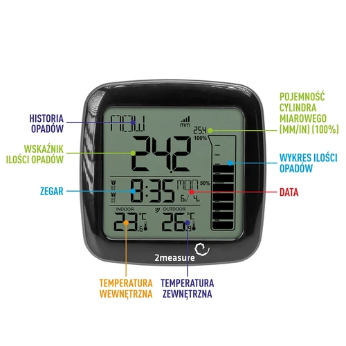 Rain gauge and electronic weather station - wireless, black - 9 ['weather station', ' meteorological station', ' wireless weather station', ' wireless meteorological station', ' rain gauge']