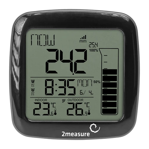 Rain gauge and electronic weather station - wireless, black - 2 ['weather station', ' meteorological station', ' wireless weather station', ' wireless meteorological station', ' rain gauge']