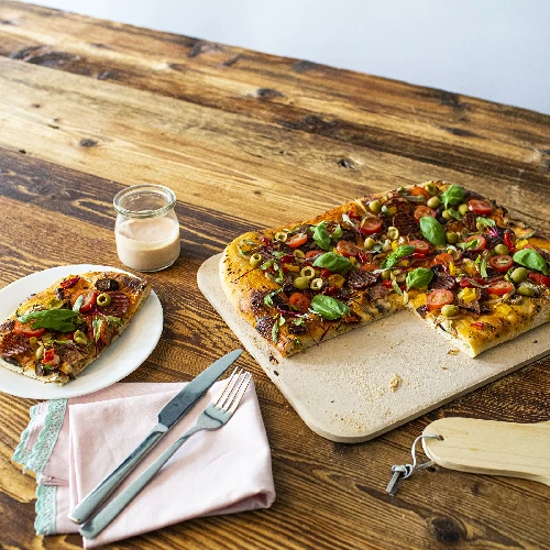 Rectangular pizza stone, made of cordierite,  38x30,5 cm - 13 ['for baking pizza', ' Italian pizza', ' for baking bread', ' for a gift', ' rectangular pizza stone', ' large pizza stone']