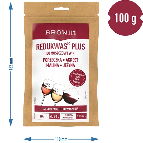 Redukwas® Plus - acidity regulator - 6 ['acidity reduction', ' calcium carbonate', ' must and wine deacidification', ' reduction of acidity of must and wine', ' for wine', ' homemade wine', ' acidity lowering', ' acidity reduction', ' sour fruit wines', ' currant wine', ' gooseberry wine', ' raspberry wine', ' blackberry wine', ' how to make tasty fruit wine', ' reducing acid in wine', ' agents for wine', ' acidity in oenology', ' balanced acidity', ' mineral deacidification']