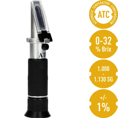 Refractometer for beer - 7 ['for measuring sugar content in beer wort', ' measuring sugar concentration in beer wort', ' measuring sugar concentration', ' measuring specific gravity of beer wort', ' for beer', ' for beer wort', ' refractometer', ' beer making', ' measuring devices for beer', ' simple measurement of sugar concentration', ' sugar in beer wort', ' specific gravity', ' how to measure SG of beer wort', ' specific gravity of beer', ' home brewing of beer']