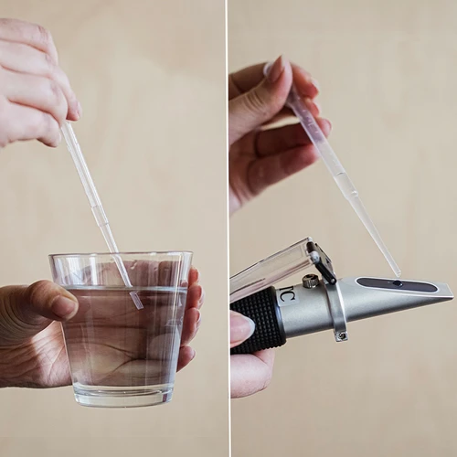 Refractometer for mead - 9 ['for measuring sugar content in honey solution', ' measuring sugar content in honey solution', ' for mead', ' for honey solution', ' refractometer', ' production of mead', ' measuring devices for mead', ' simple measurement of sugar concentration', ' sugar in honey solution', ' home production of wine and mead']