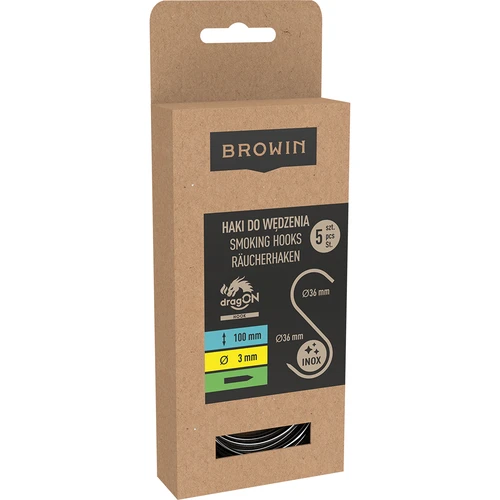 S-shaped hooks for smoking - 100 mm, Ø 3 mm, 5 pcs - 3 ['hook for smoking', ' hook for smoking meat', ' hook for smoking processed meat', ' hook for processed meat', ' smoking hooks', ' stainless hooks', ' S-shaped smoking hooks', ' hook set', ' hooks for smoker', ' hooks for meat drying', ' hooks for cheese', ' classic hooks', ' hooks with conical tip']