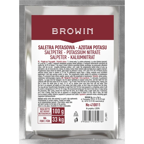 Saltpetre for meat curing, 100 g  - 1 ['for curing meat', ' for pork', ' for beef', ' for veal', ' for ham curing', ' for preserving meat', ' for extending the life of meat', ' black weekend']