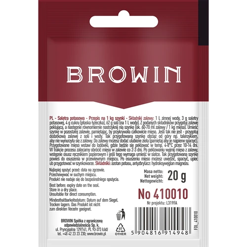 Saltpetre for meat curing, 20 g - 2 ['curing', ' preserving meat', ' for beef', ' for pork', ' for veal', ' extending shelf life of meat', ' for curing ham']