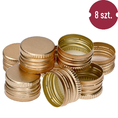 Screw cap for bottles, Ø28/18 - golden - 8 pcs - 2 ['screw cap', ' screw caps', ' bottle cap', ' bottle caps', ' screw caps for bottles', ' golden screw cap', ' screw cap for liquor']