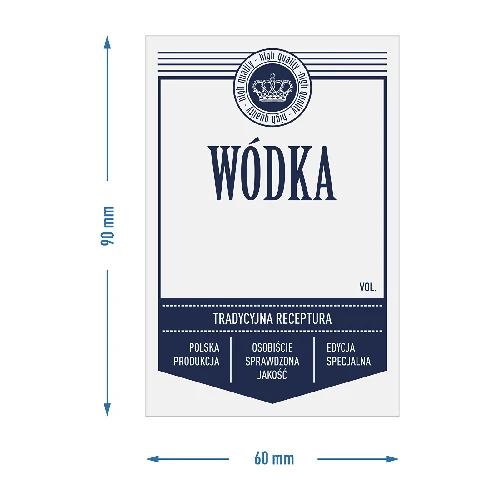 Self-adhesive labels, 60x90 mm, for bottles, vodka, white, 20 pcs - 4 ['white label for liquor', ' classic labels', ' hand made liquor labels', ' adhesive label', ' sticking label', ' paper label', ' bottle label', ' glass label']