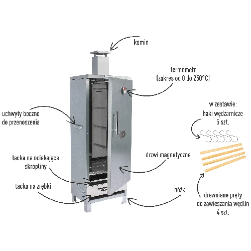 Smoker Stainless Steel Chamber - 18 ['garden smokehouse', ' steel smokehouse', ' for smoking ham', ' for smoking meats']