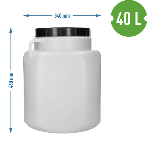 Square Barrel for 40 L, white, with handles, Sterk - 10 ['pickling barrels', ' barrels for pickles', ' cucumber barrel', ' cabbage barrel', ' barrel for cucumber pickling', ' barrel for cabbage pickling', ' square barrel', ' sealable barrel', ' food barrel', ' twist-off cap barrel', ' plastic barrel', ' barrel from plastic', ' barrel with handles', ' good barrel', ' white barrel', ' barrel with cap', ' leak-proof barrel', ' rainwater barrel', ' barrel for rainwater', ' 40 litre barrel']