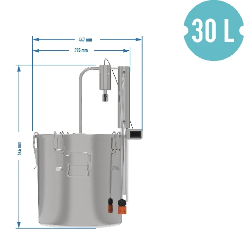 Stainless steel 30 L distiller - 8 ['distillation kit', ' modular distiller', ' decanter', ' cooler', ' how to distill', ' 18 L distiller', ' pot still']