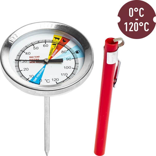 Thermometer for 0,8 kg pressure ham cooker (0°C to +120°C) 9,0cm - 2 ['ham thermometer', ' meat thermometer', ' food thermometer', ' brewing thermometer', ' ham cooker 0.8 kg', ' ham thermometer accessories', ' ham thermometer with colour dial', ' kitchen thermometer']