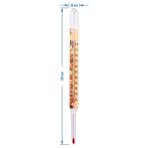 Thermometer for preserves (0°C to +100°C) 22cm - 2 ['food thermometer', ' liquid thermometer', ' mercury-free thermometer', ' no mercury thermometer', ' pasteurisation thermometer', ' thermometer for sausage scalding', ' temperature']