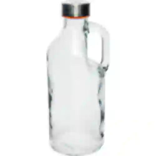 1 L glass bottle with cap and hand