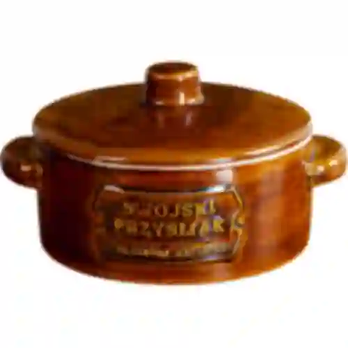 1 L Roud Stoneware / ceramic crock lard pot with lid
