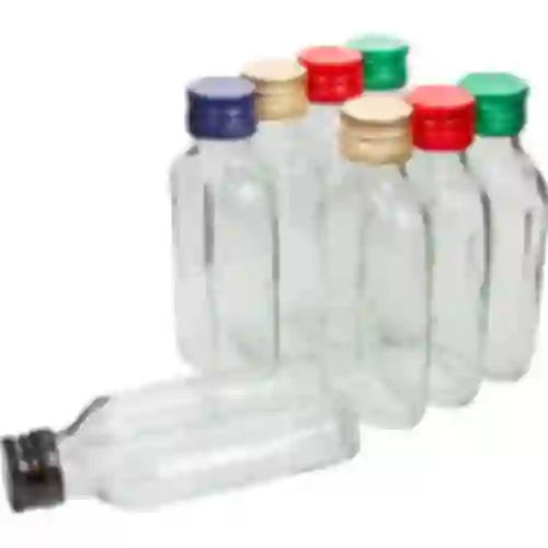 100 ml Hip flask glass bottle with screw cap , 8 pcs.