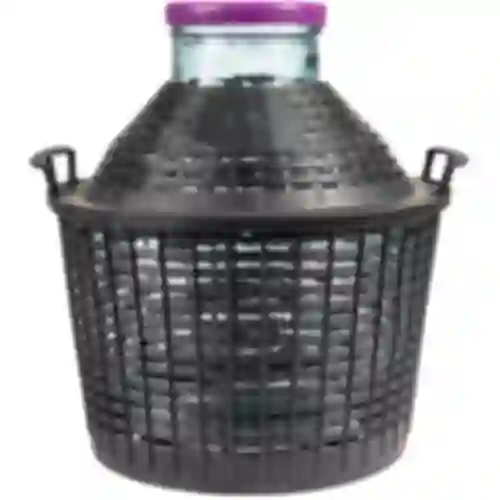 15 L demijohn with wide neck in plastic basket