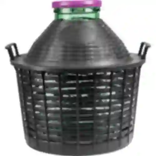 20 L demijohn with wide neck in plastic basket