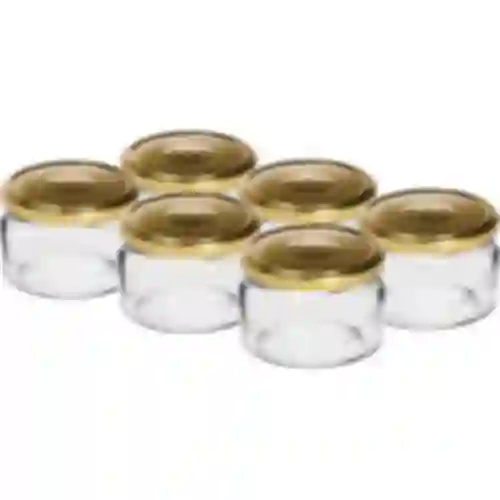 200 ml low jar with golden Ø82/6 lid, 6 pcs