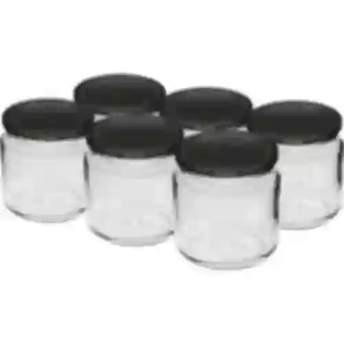 212 ml twist-off jar with black lids Ø 66 mm- 6 pcs