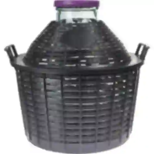 25 L demijohn with wide neck in plastic basket